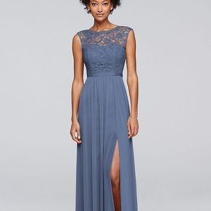 Steel Blue Size 8 Davids Bridal Bridesmaid Dress